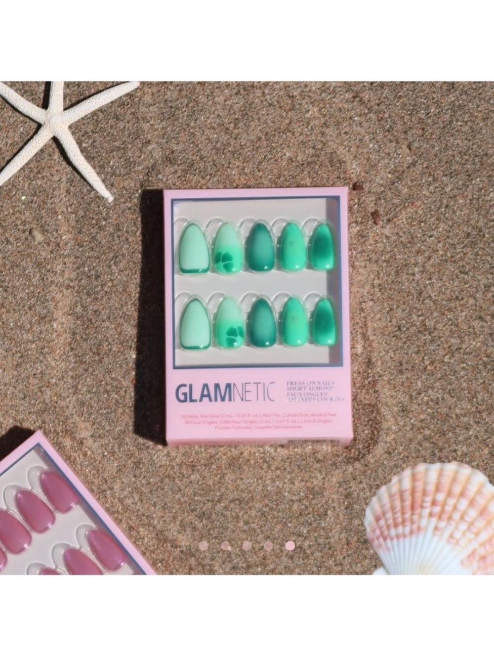 GLAMNETIC Mint Ombre Press-On Nails – 20-Count Set